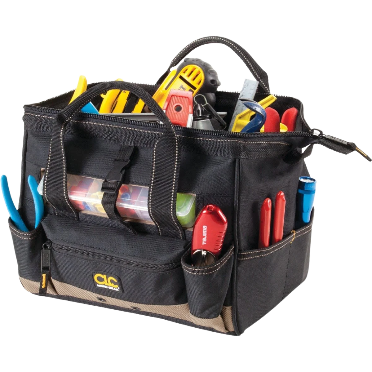 Enhanced CLC Work Gear 21-Pocket Tool Bag with Top-Side Tray Clean
