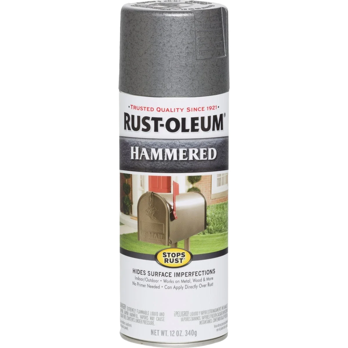 Smooth Rust-Oleum Hammered Gray Metallic Finish Spray Paint 12 oz. User-Friendly