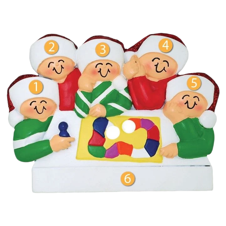 Fine Ornament Central Personalized Family Game Night with 5 People Ornament Certified