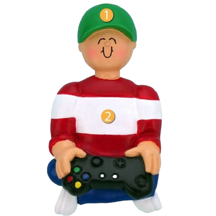 Original Design Ornament Central Personalized Male Playing Video Game Ornament Natural