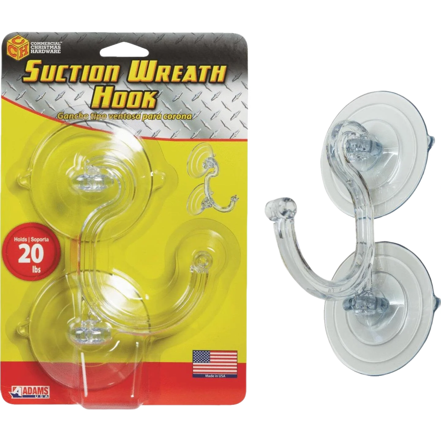 Carefully Designed Adams Suction Cup Wreath Hook 3 in. 20 lb. Capacity Relaxed