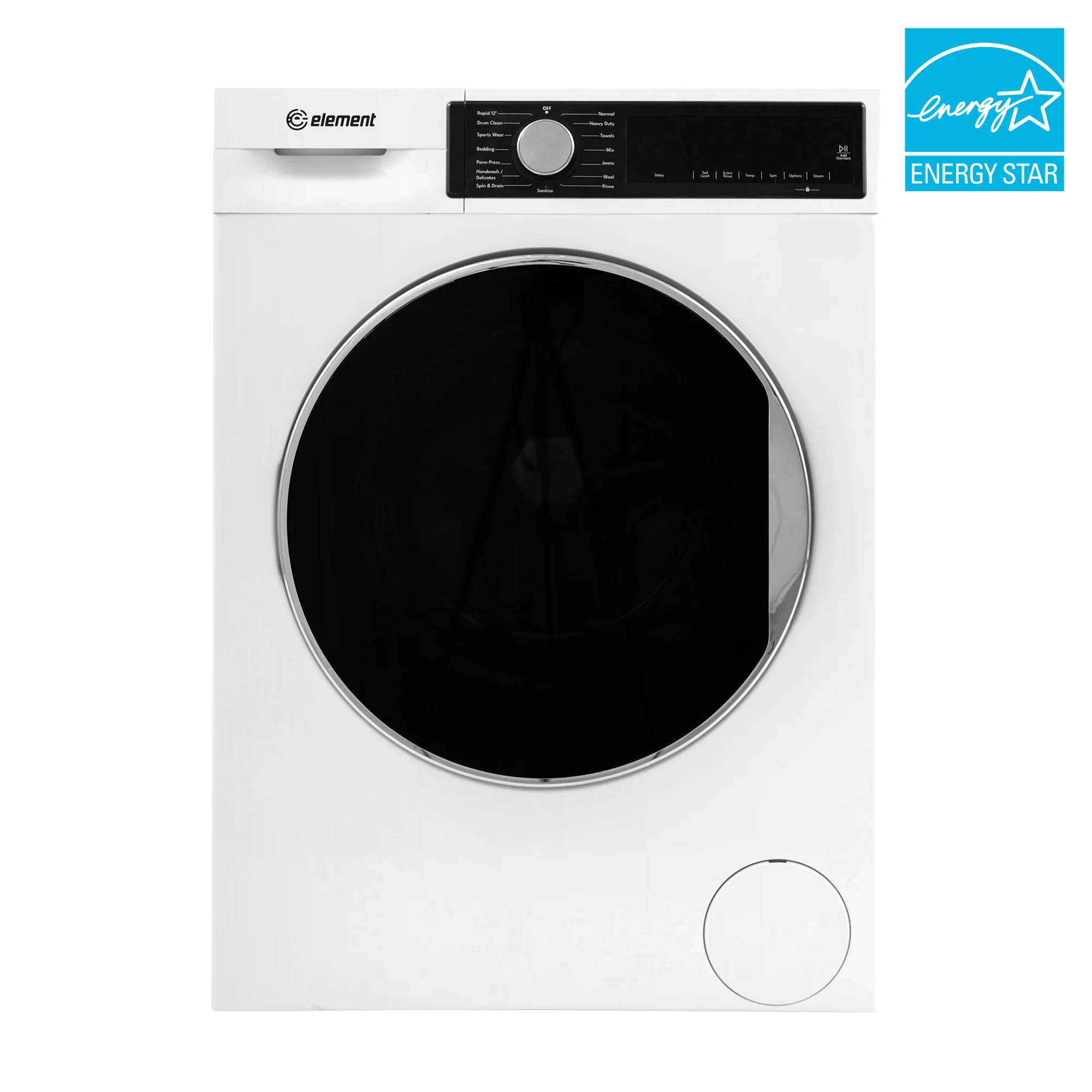 Powerful Element Electronics 24-inch 2.2 cu. ft. Front Load Washer – White ENERGY STAR ECW2224EGW Responsible