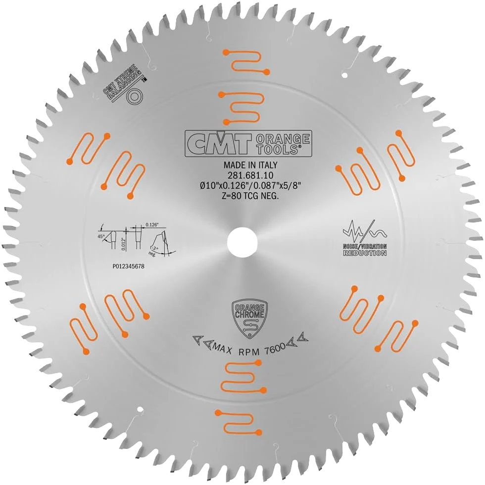 Easy-to-Use CMT Orange Tools 10 80T Double-Sided Laminate Melamine Saw Blade Fine Crafted