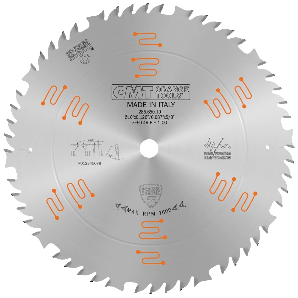 Traditional CMT Orange Tools 10 50T Combination Saw Blade Flexible