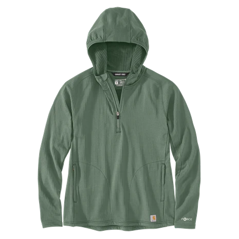 Breathable Carhartt Women’s XS Frosted Balsam Force Relaxed Fit Half-Zip Hooded T-Shirt Fine