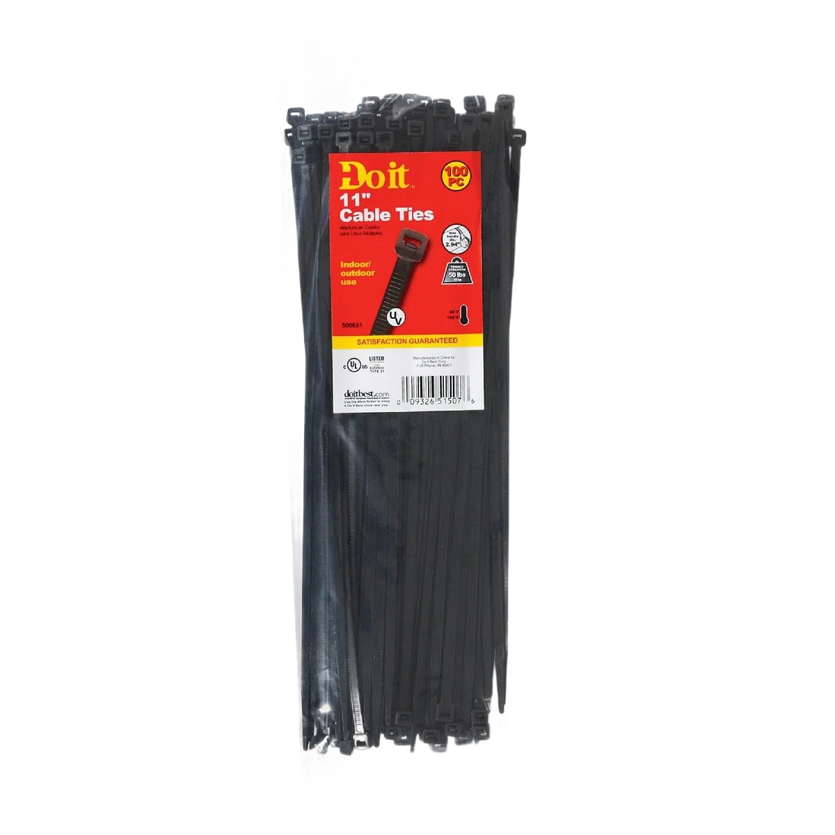 Versatile Do it 11 In. x 0.189 In. Black Molded Weather Resistant Cable Tie 100-Pack Top-Quality