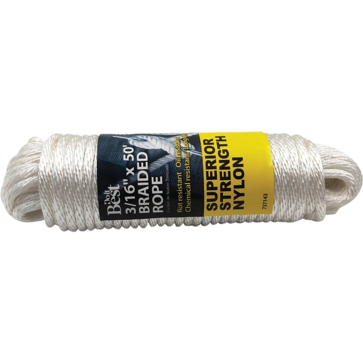 Healthy Do it White Braided Nylon Packaged Rope 3 16 In. x 50 Ft. Reliable