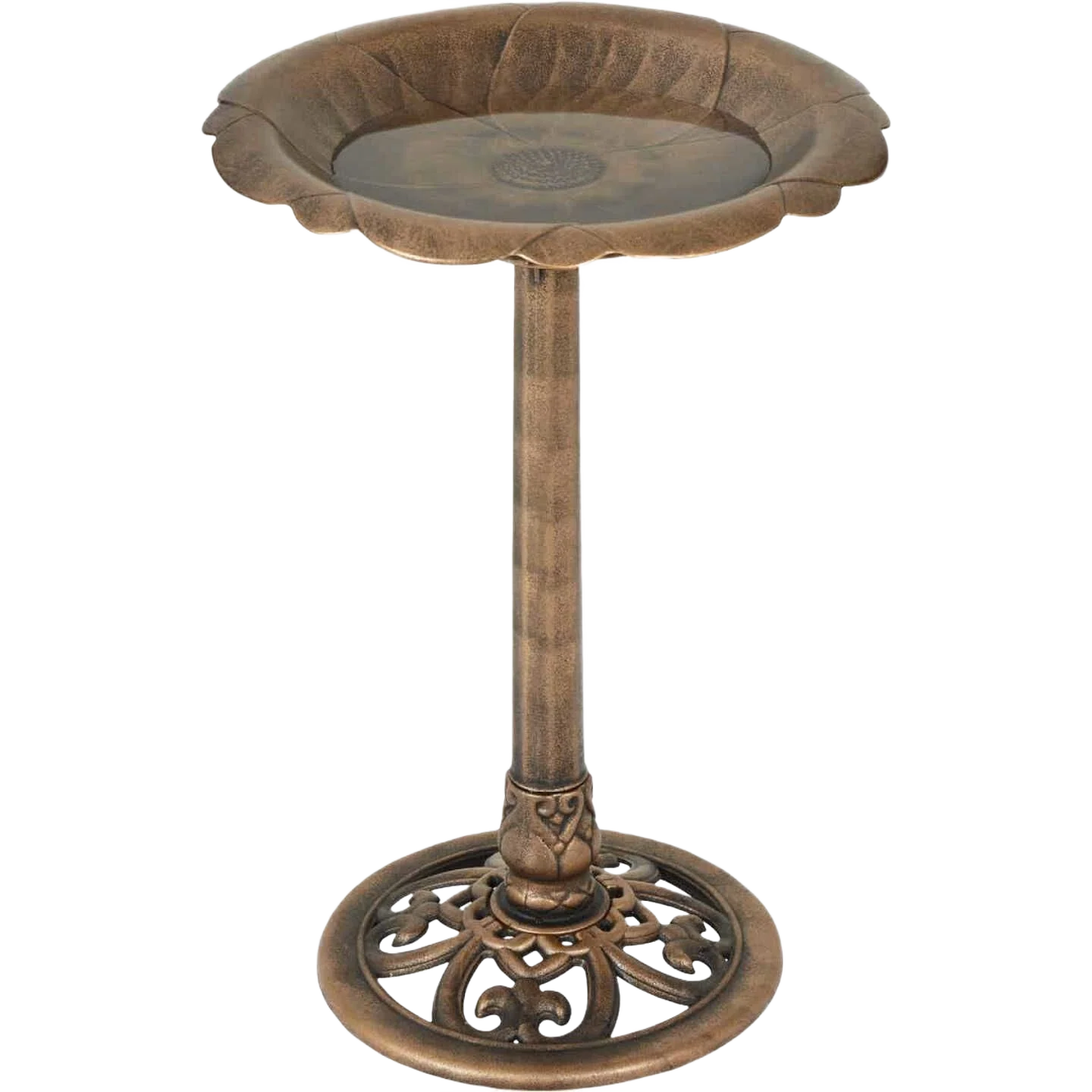 Genuine Garden Antique Bronze Flower Pedestal Bird Bath 28 in. Trusted