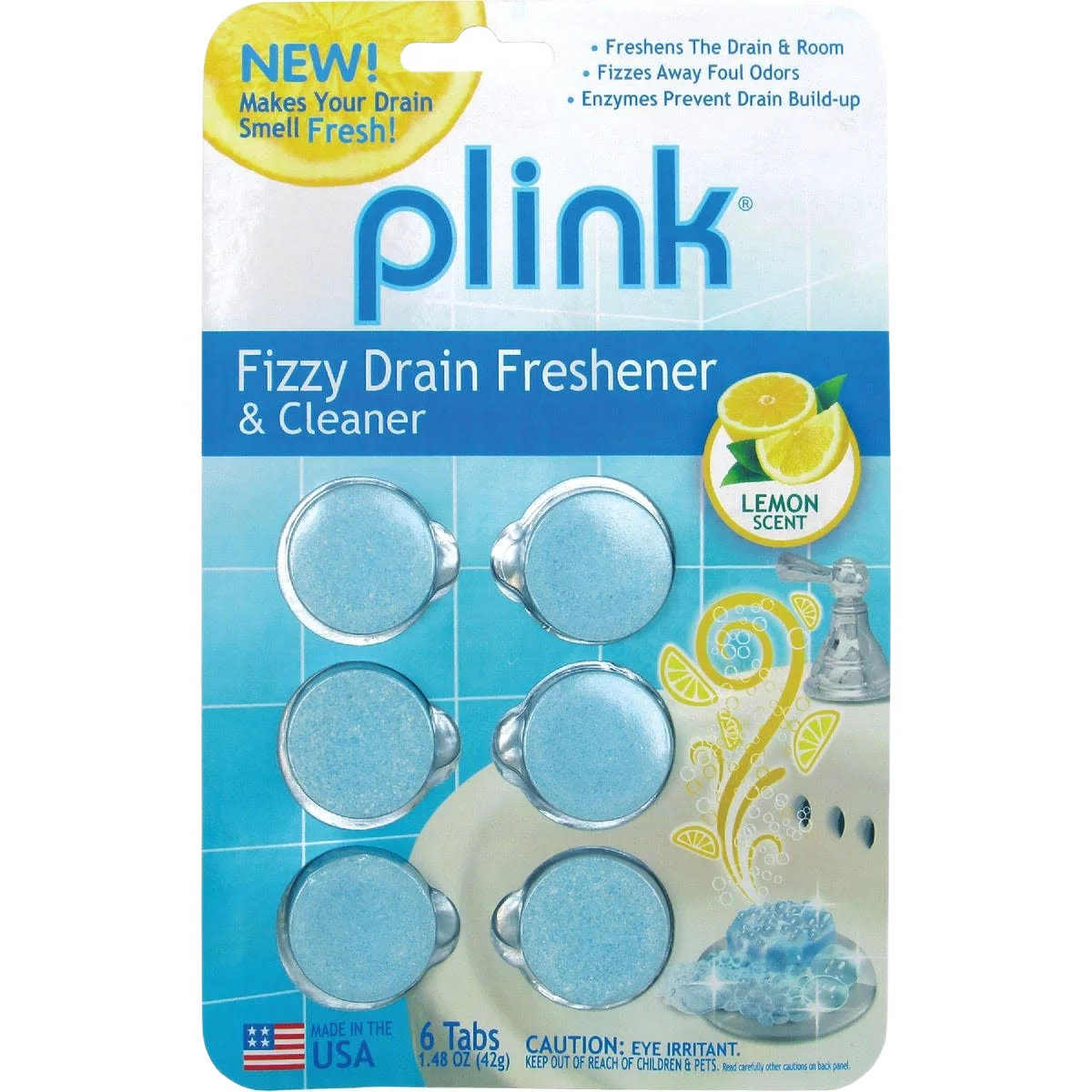 Traditional Plink Fizzy Drain Freshener Cleaner 6 Tabs Refined