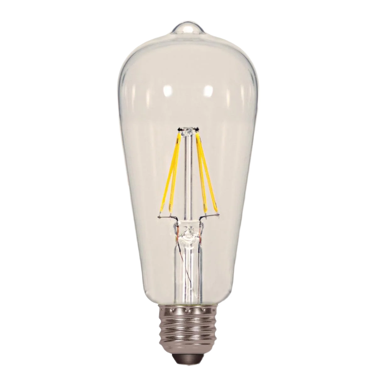 Green Satco 7 Watt ST19 LED Clear Medium Base Light Bulb Authentic