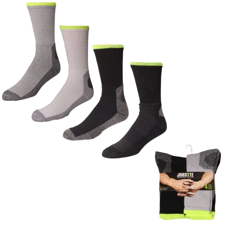 Dependable Jobsite Men’s Hi-Splice Crew Sock 4-Pack High-End