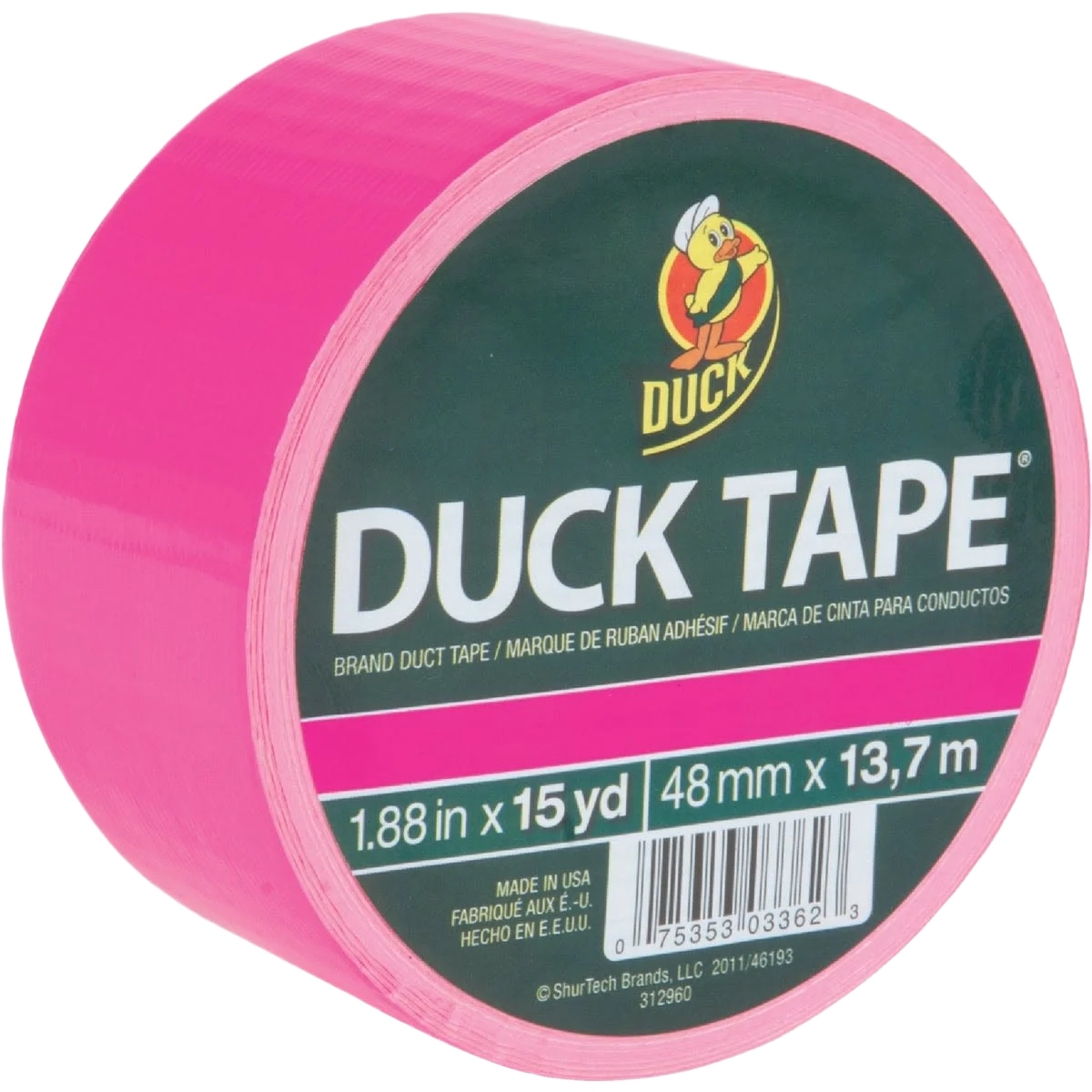 Luxury Duck Brand Neon Pink Duct Tape 1.88 in. x 15 yd. Smooth