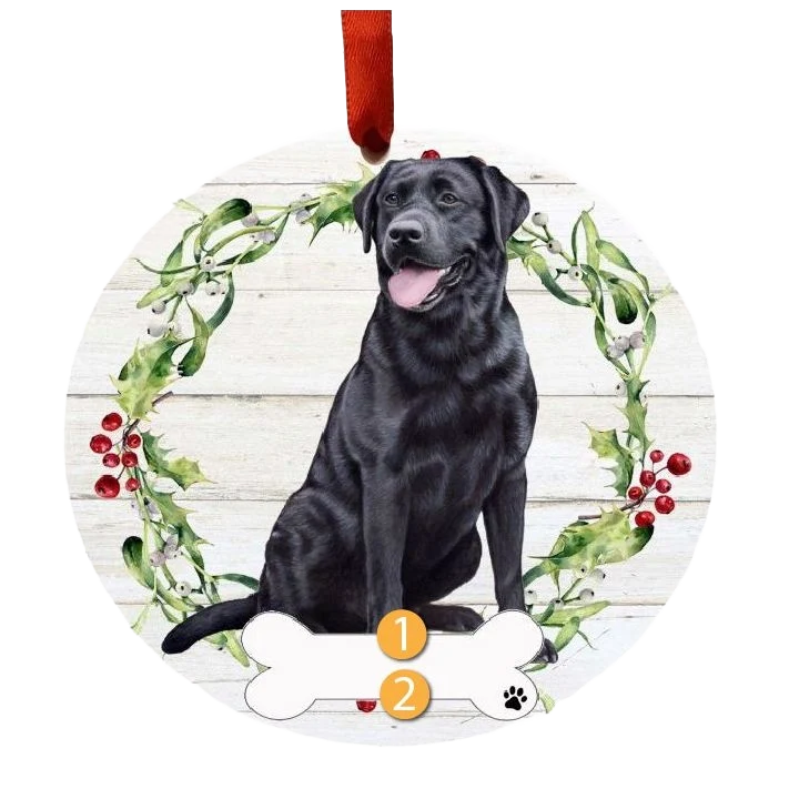 Functional E S Pets Personalized Black Labrador Wreath Ornament Safe