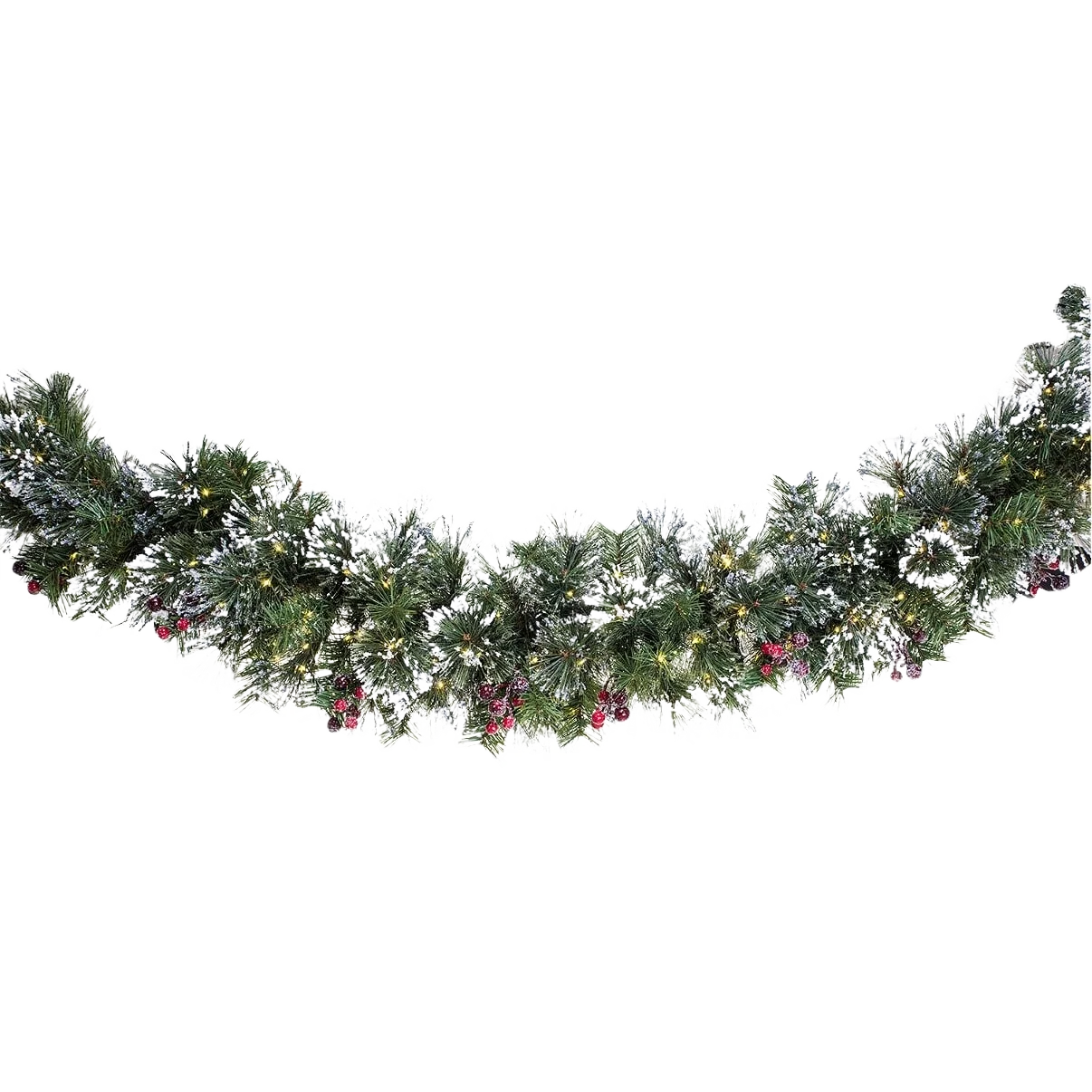 Fine Crafted nVision 9×12 Brandywine Garland with 100 Smart Clear Lights Easy-to-Use