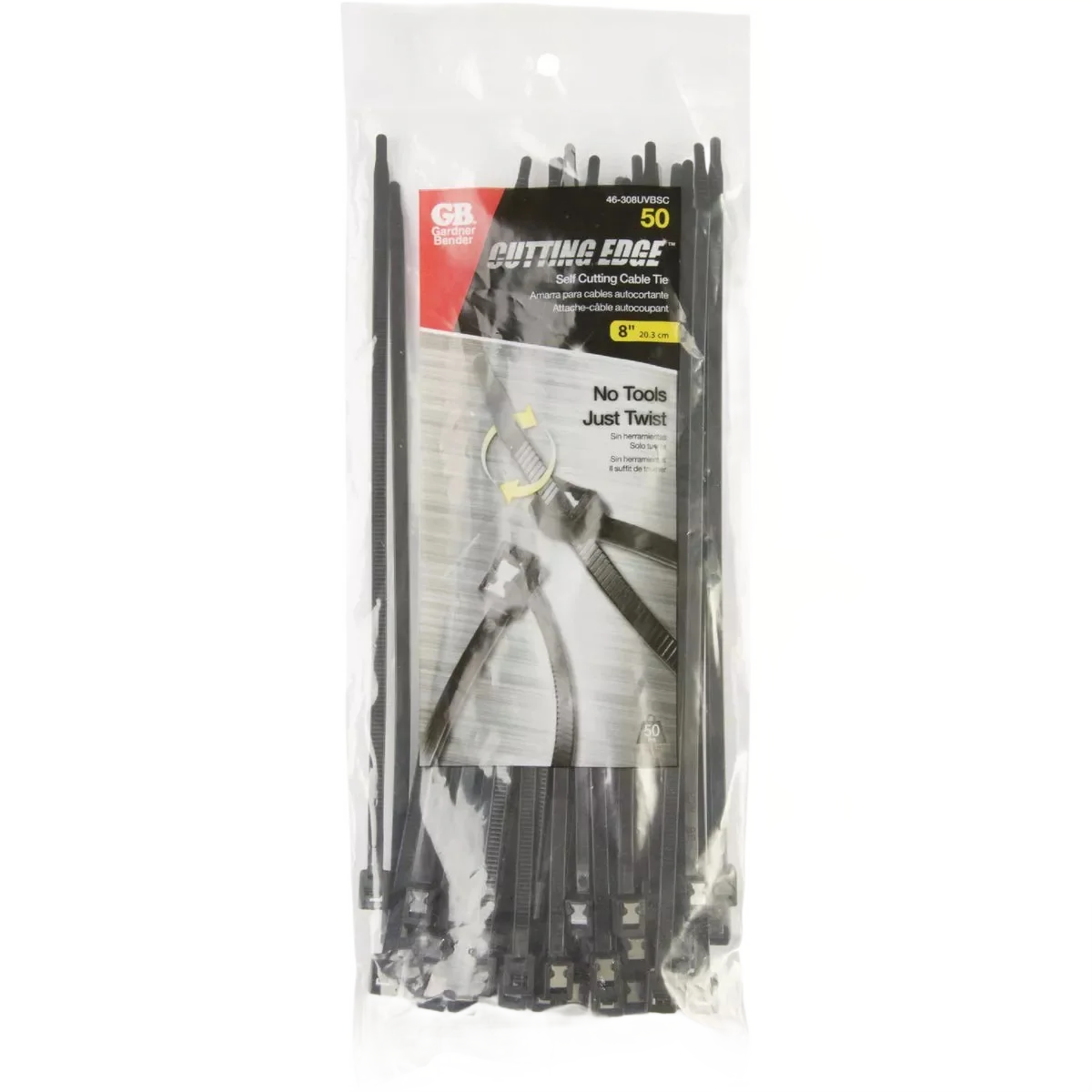 Proven Gardner Bender Cutting Edge 8 Black Nylon Self-Cutting Cable Tie 50-Pk Elite