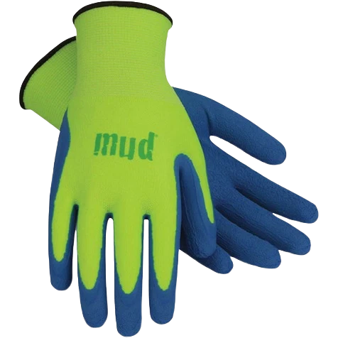 Expertly Made Mud Women’s Medium Lime Green Blue Latex Coated Garden Gloves Artisan