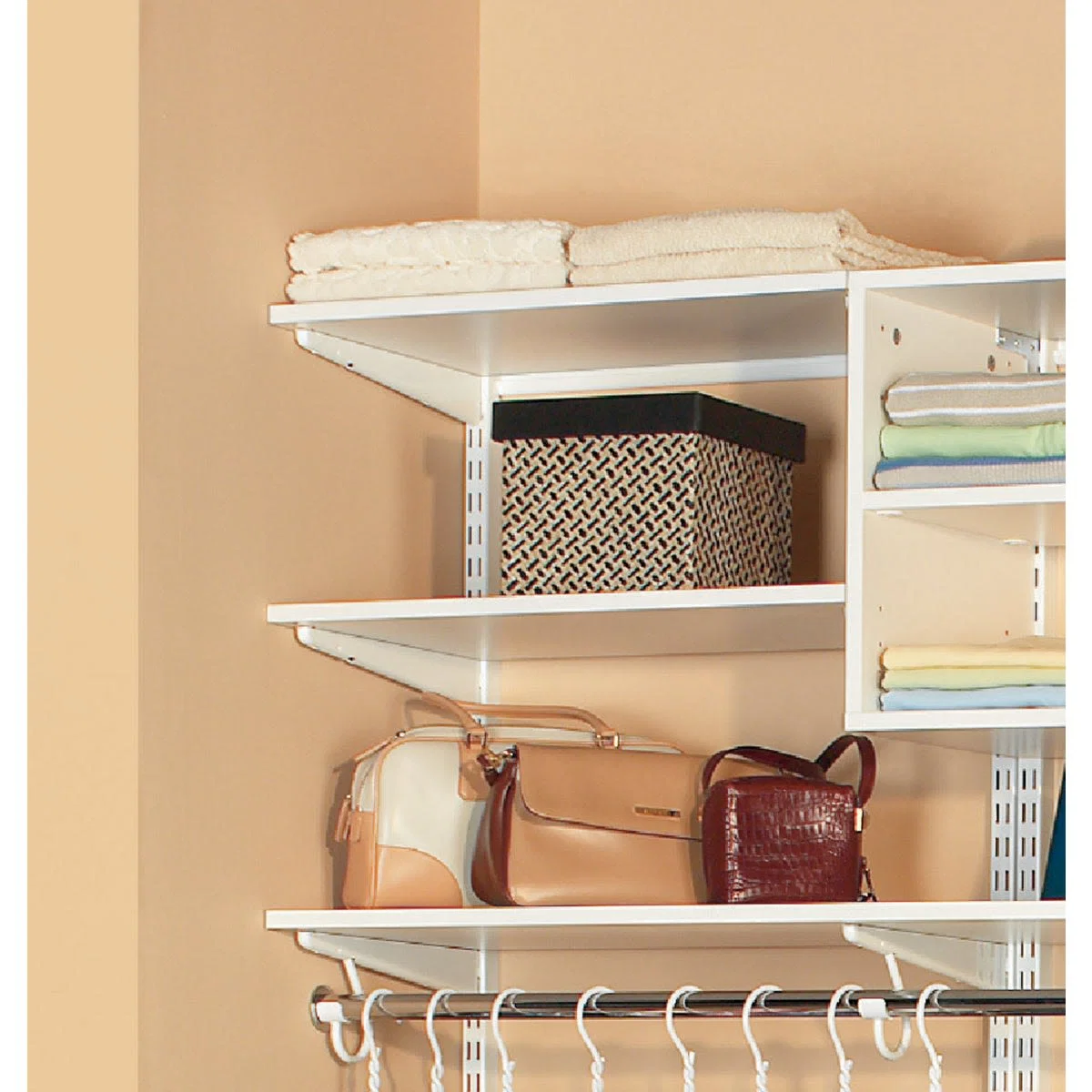 Breathable domRail White Melamine Closet Shelf 14 in. x 6 ft. Superior