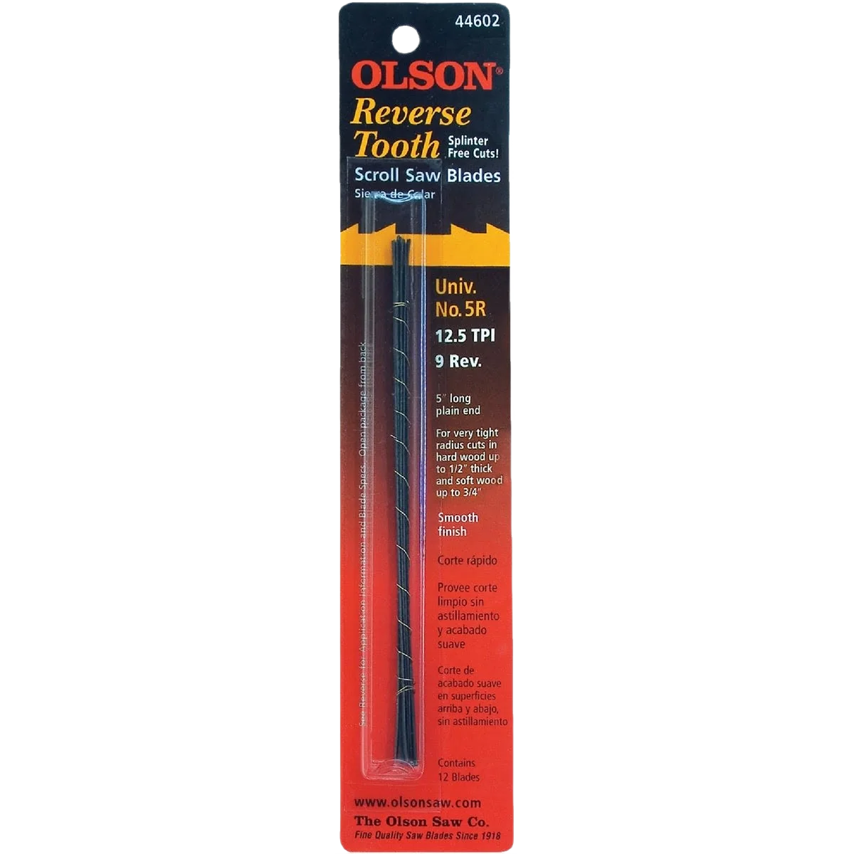 Original Design Olson 5R Reverse Tooth End Scroll Saw Blades 12-Pack Powerful