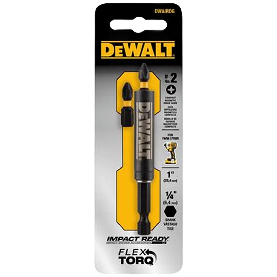 Reusable DEWALT Magnetic Drive Guide w PH2 Bits 2-Pack Secure