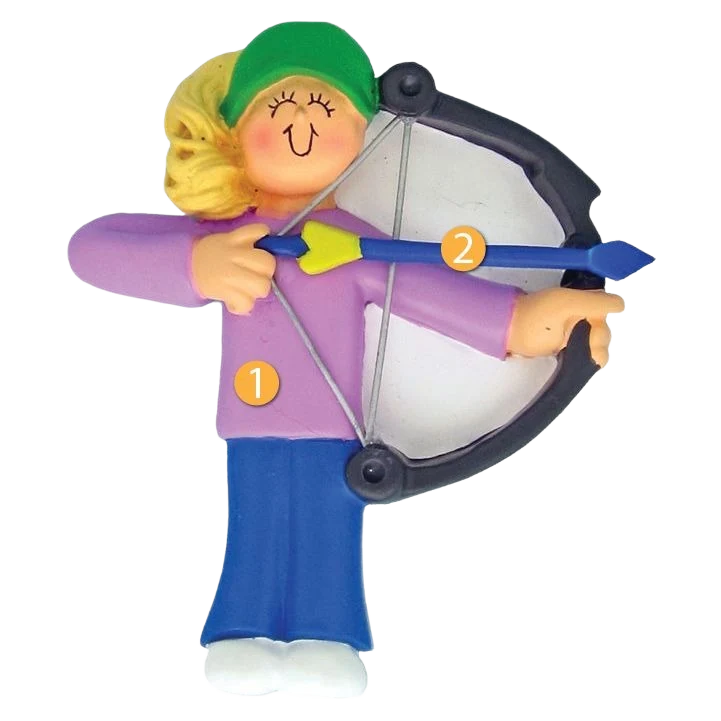 Exclusive Ornament Central Personalized Blonde Female Doing Archery Ornament Modern