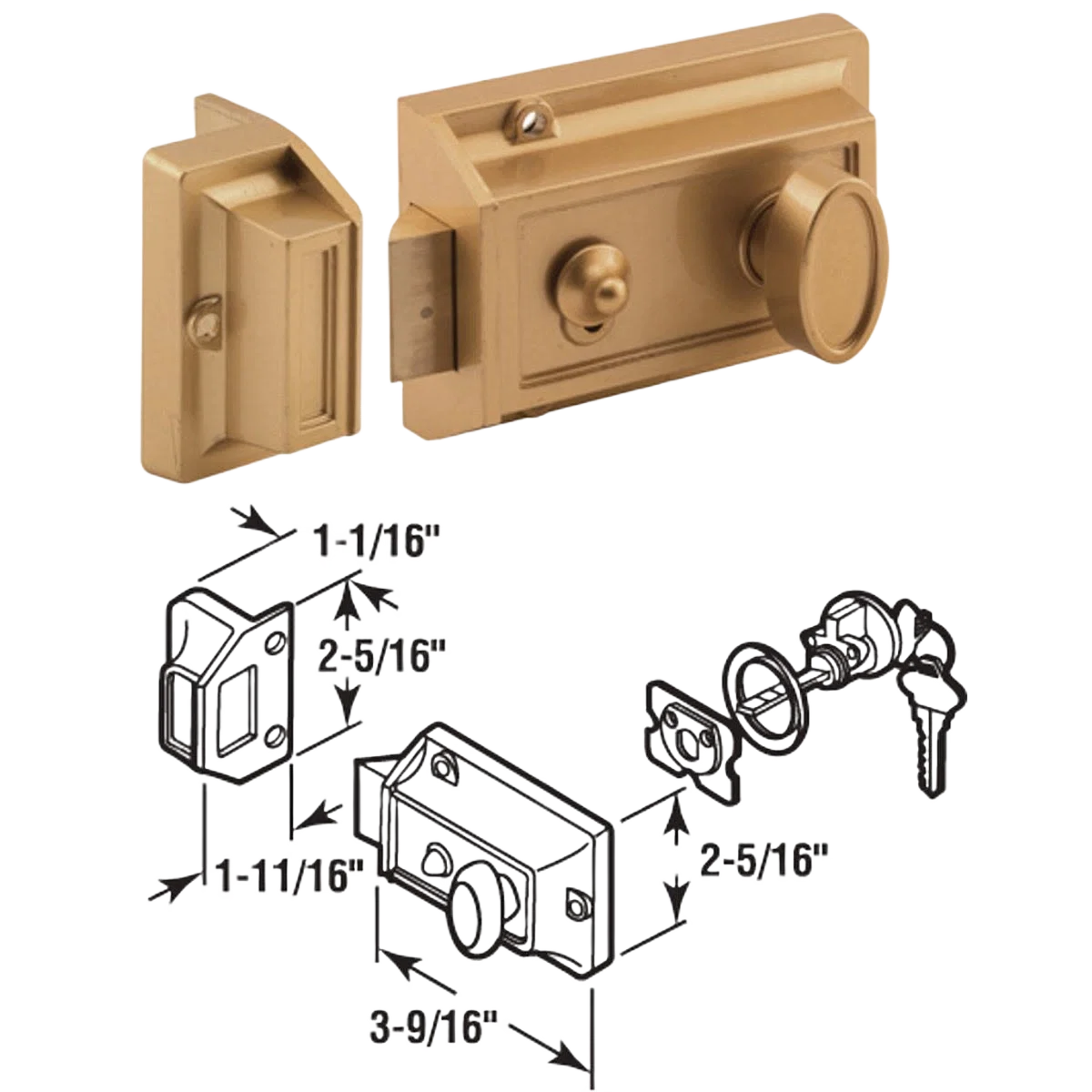 Enhanced Prime-Line 3-Way Night Latch with Locking Cylinder Sophisticated
