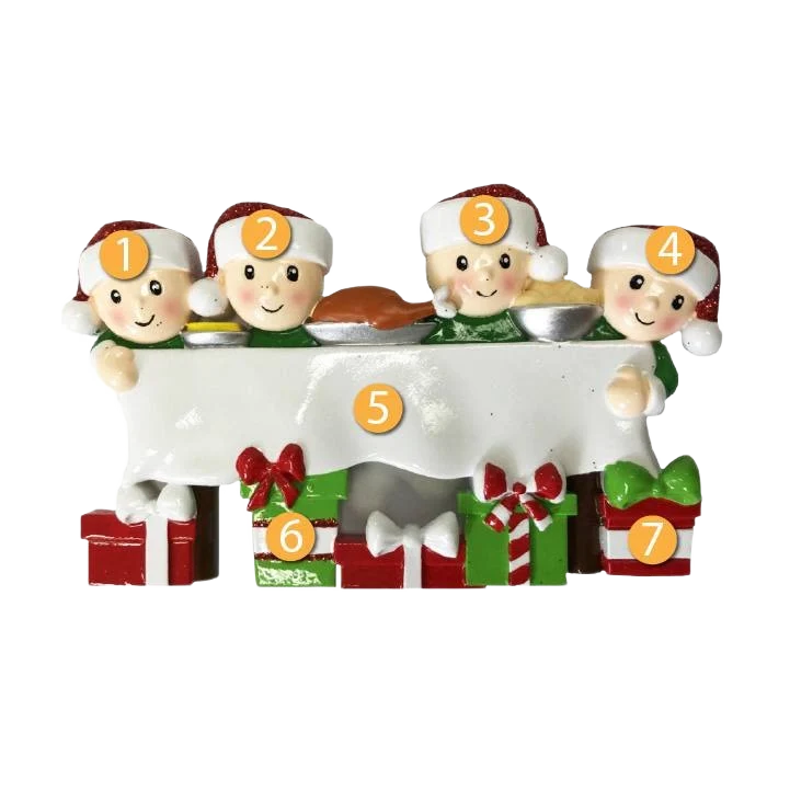 Exceptional PolarX Personalized Dinner Table Family of 4 Ornament Effective
