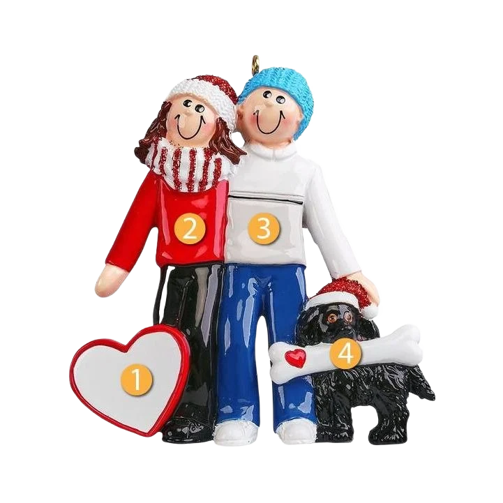 Practical Rudolph Me Personalized Couple with Black Dog Ornament Sustainable