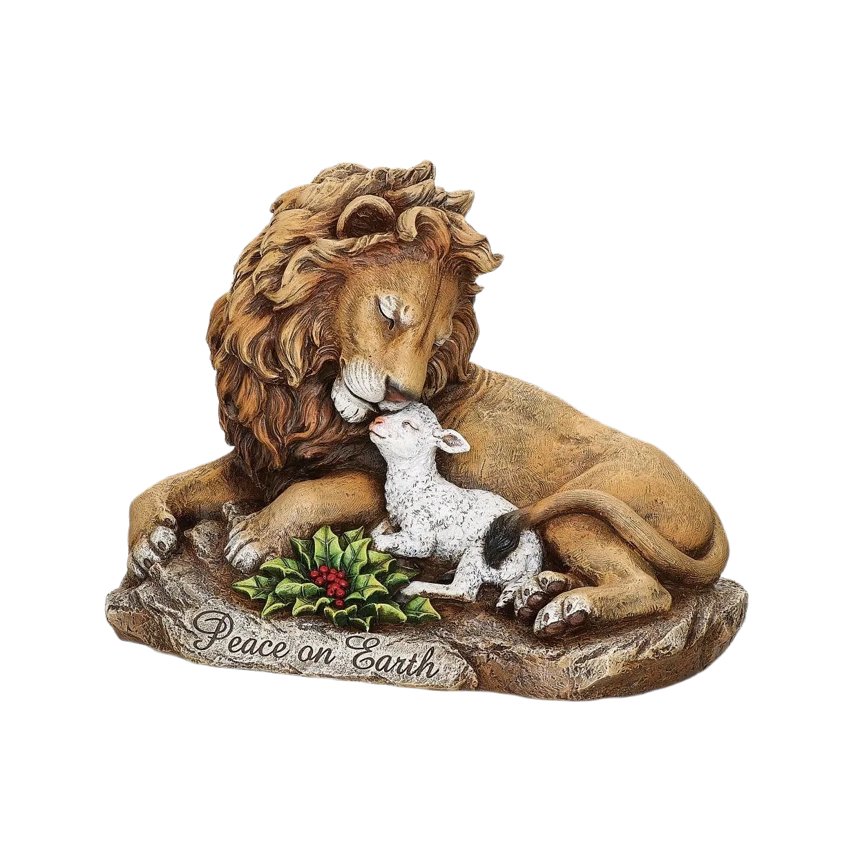 Detailed Roman Lion Lamb on Rock Figurine 8.5 in. Easy-to-Use