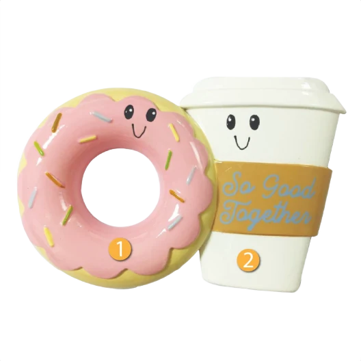 World-Class PolarX Personalized Coffee Donut Couple Ornament Exceptional