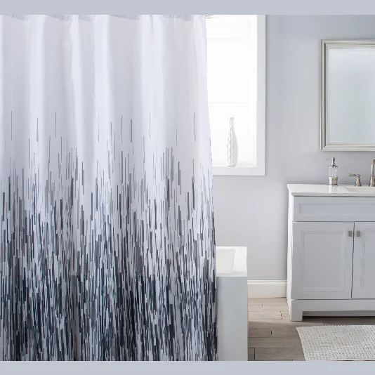 Fine Moda Greyscale Rain Shower Curtain – Black and White Detailed