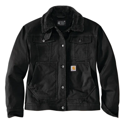 Long-Lasting Carhartt Women’s 2XL Black Rugged Flex® Loose Fit Canvas Sherpa-Lined Jacket Trendy
