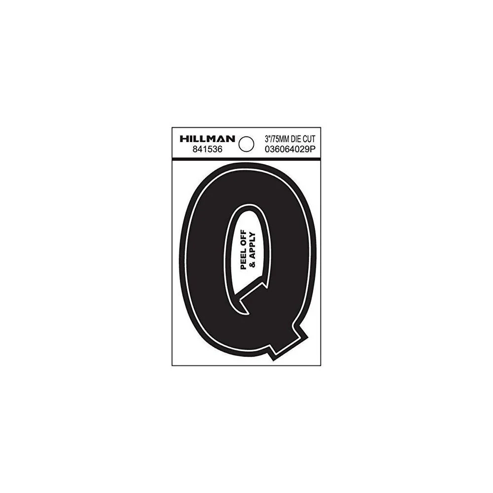 Modern Hillman 3 in. Black Vinyl Die Cut Peel Off Sticker Letter Q Practical