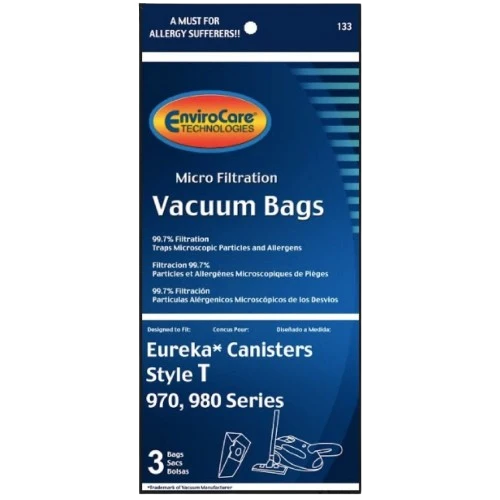 Dependable EnviroCare Eureka Type T Canister Vacuum Bag 3-Pack Solid