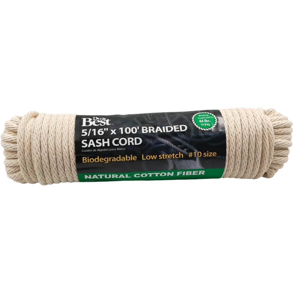 First-Class Do it White Solid Braided Cotton Sash Cord 5 16 In. x 100 Ft. Powerful