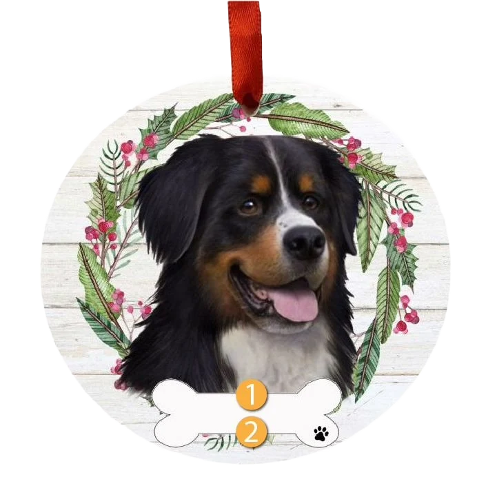 User-Friendly E S Pets Personalized Bernese Mountain Dog Face Wreath Ornament Breathable