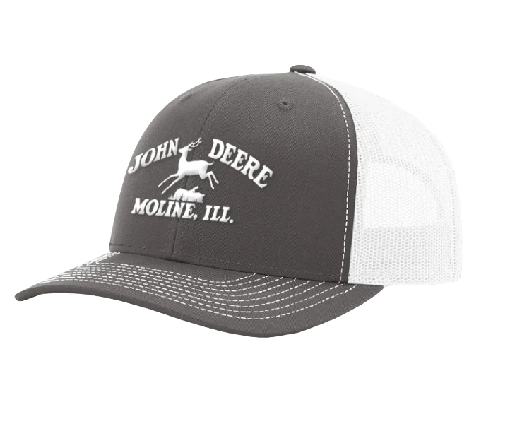 Natural John Deere Moline 112 Gray White Mesh Back Hat Lightweight