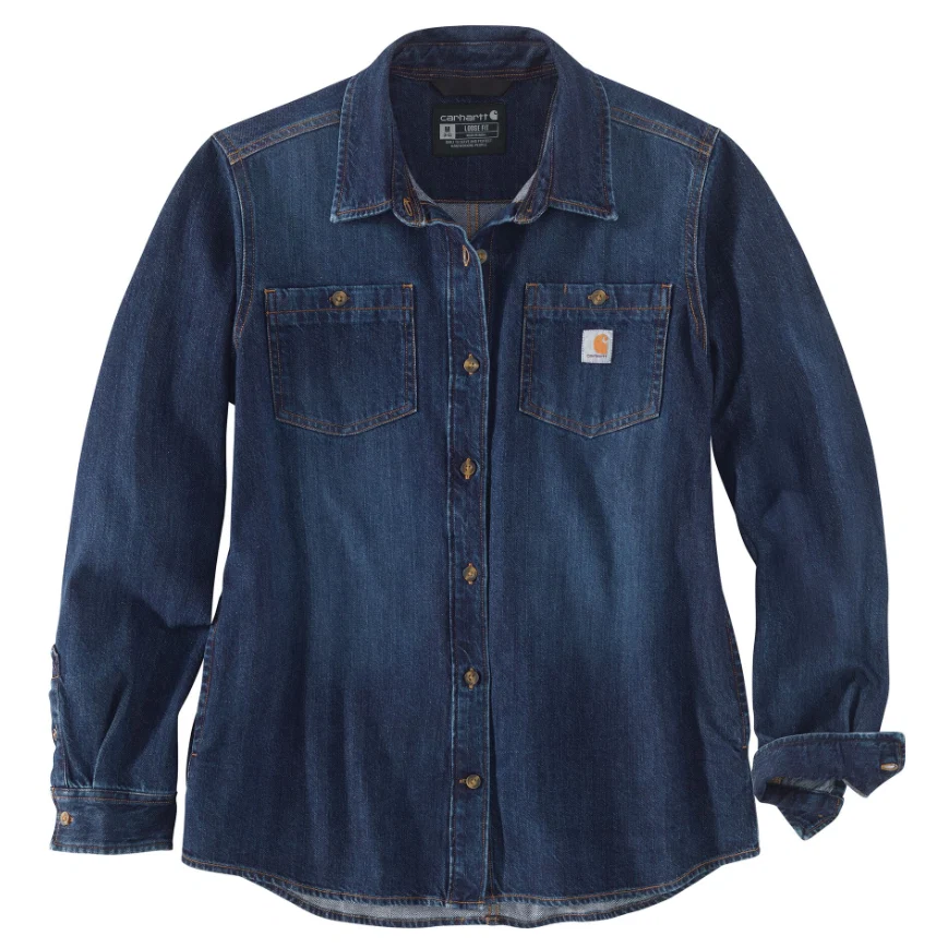 Smart Carhartt Women’s Medium Zion Denim Long Sleeve Shirt Professional