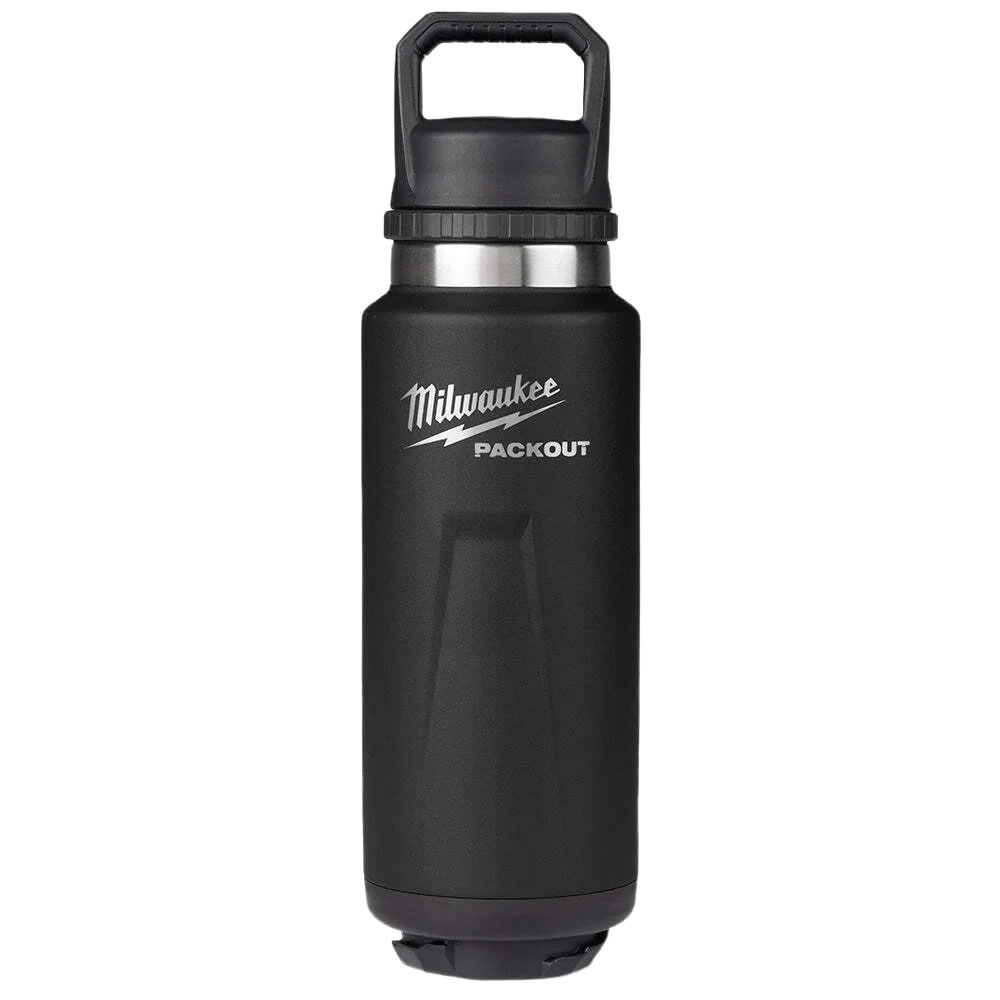 Natural Milwaukee PACKOUT™ 36oz Insulated Bottle with Chug Lid Black Responsible