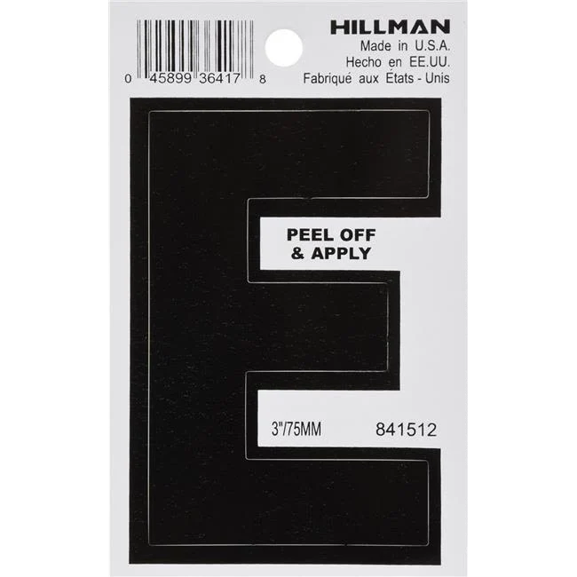 Outstanding Hillman 3 in. Black Vinyl Die Cut Peel Off Sticker Letter E Trendy
