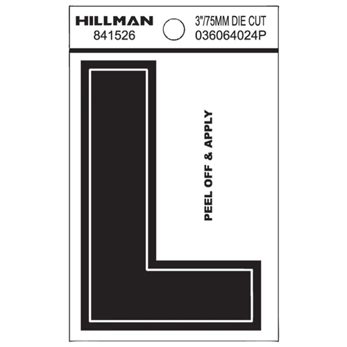 Artisan Hillman 3 in. Black Vinyl Die Cut Peel Off Sticker Letter L Original Design