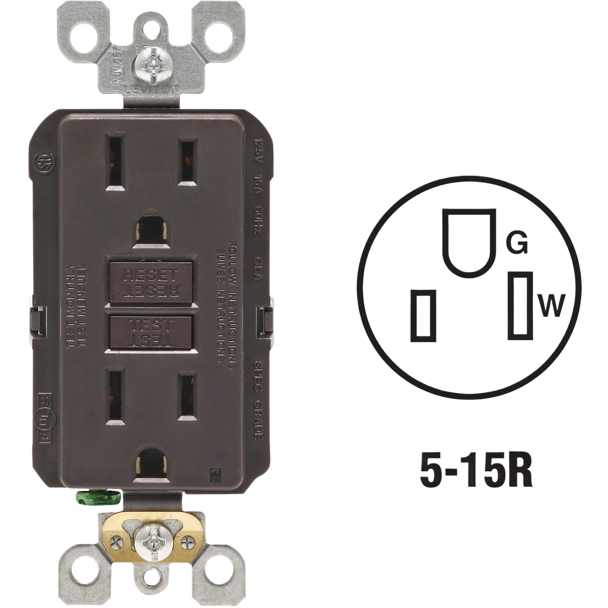 First-Class Leviton SmartlockPro Self-Test Brown Residential Grade Rounded GFCI Outlet Relaxed