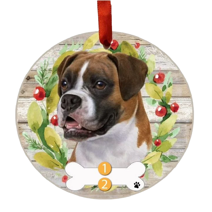 Carefully Designed E S Pets Personalized Boxer Face Wreath Ornament Modern