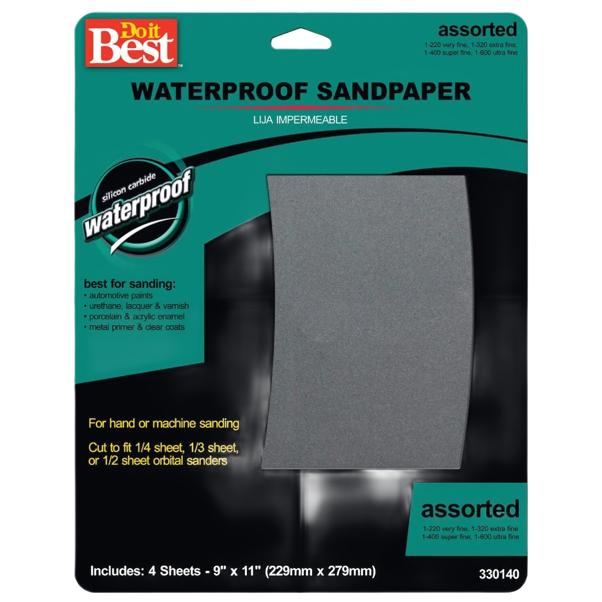 Environmentally Friendly Do it 9 x 11 Waterproof Assorted Fine Grit Sandpaper 4-Pack Reliable