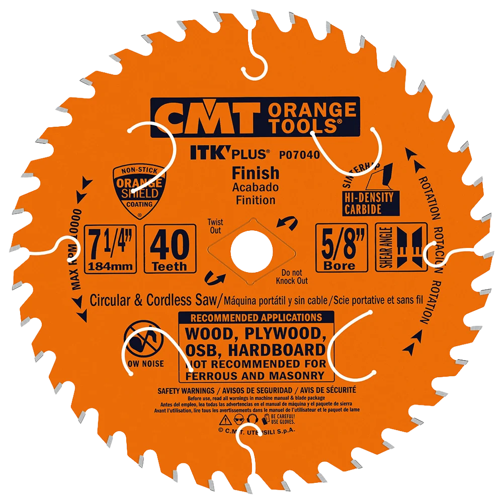 Long-Lasting CMT Orange Tools Itk-Plus® Finish 7-1 4 X5 8 T 40 Atb Shear 10-Pc. Bulk Masterpack Lightweight