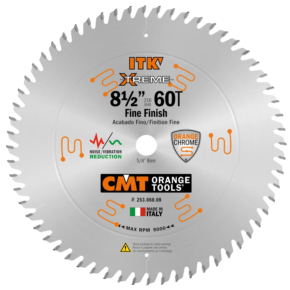 Premium Material CMT Orange Tools 8-1 2 60T Fine Finish Compound Sliding Saw Blade Modern