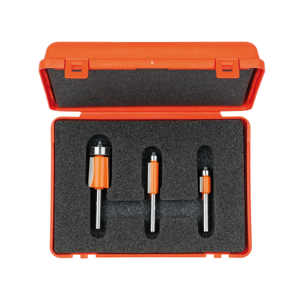 Optimized CMT Orange Tools 3 8 – 3 8 – 3 4 Flush Trim 3-Pc Bit Set 1 4 Shank Efficient