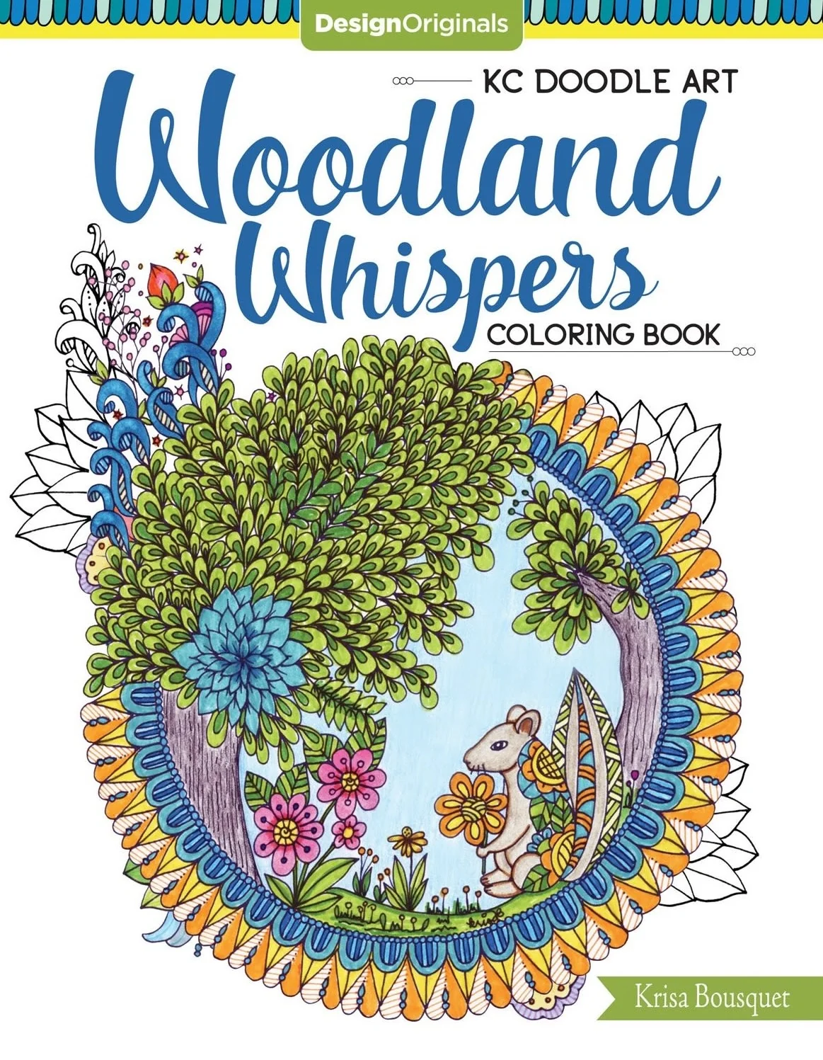 First-Class KC Doodle Art Woodland Whispers Coloring Book Green