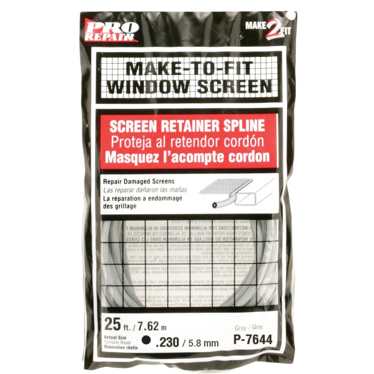 Artisan Prime-Line 0.230 Dia. x 25′ L. Vinyl Screen Retainer Spline Dependable