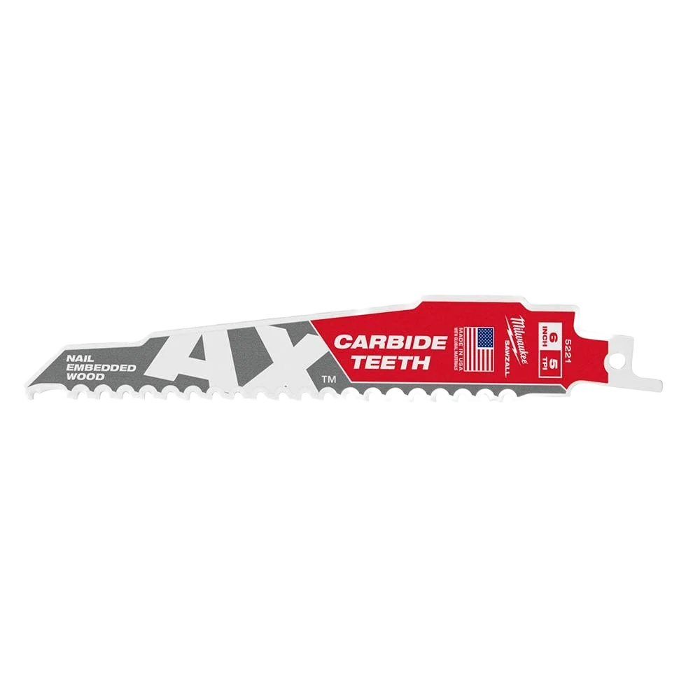 Certified Milwaukee SAWZALL® The AX™ 6 5-TPI Carbide Blade Verified