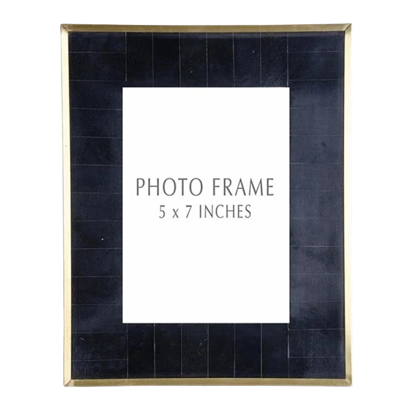 User-Friendly K K Interiors Black Tile Brass Photo Frame 5 x 7 in. Dependable